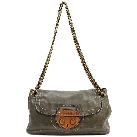 Prada(�����) BR4659 VITELLO SHINE ���ڷλ��� ARGILLA+CUOI �׷��̷��� ����ΰ� ü�� ����� �̹���2 - ���̺��� �߰���ǰ