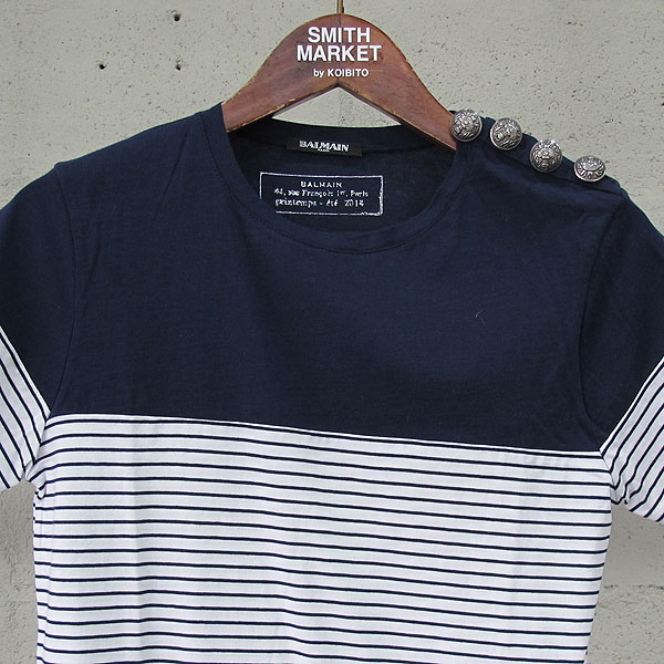 Balmain(�߸�) 14SS S4HJ652C490 ���̺� ��Ʈ������ ��ư ��� ������ ���� Ƽ���� [���빮��] �̹���2 - ���̺��� �߰���ǰ