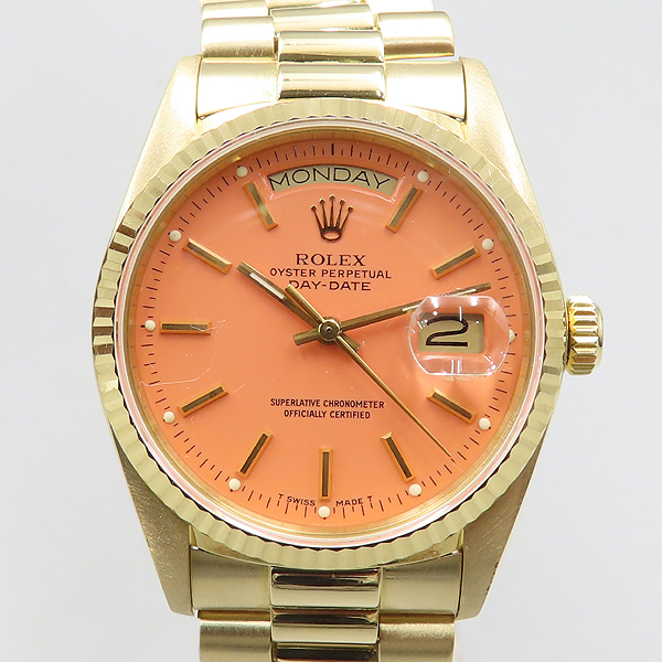 Rolex(η) 18038 18K(750)  Ƽ ڶ ڶ(Coral Stella) ÷ ̾ DAY-DATE(̵Ʈ)  ð []