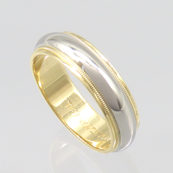 Tiffany(ƼĴ) PT950 (÷Ƽ) + 18K ο  MILGRAIN (б׷) 6MM  [̷Ե]