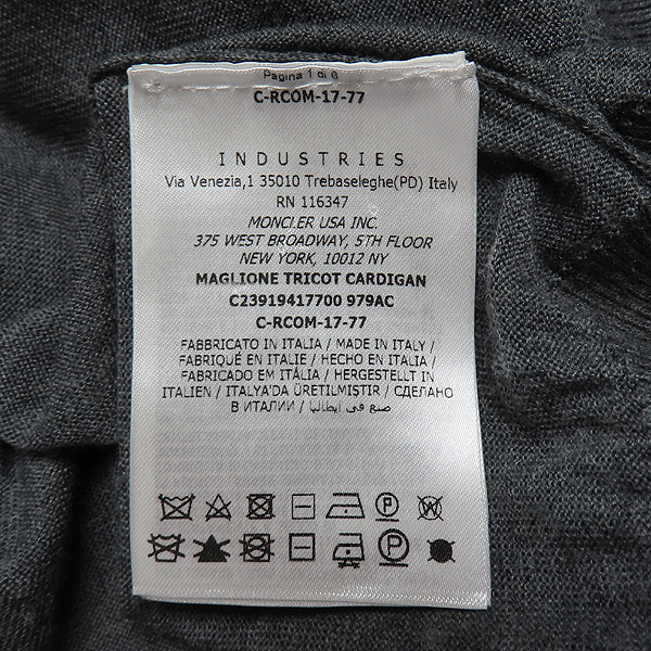 MONCLER(��Ŭ����) C23919417700 979AC �׷��̿� 100% �������� MAGLIONE TRICOT KNIT CARDIGAN ������ ��Ʈ ����� - S������ [��õ��] �̹���5 - ���̺��� �߰���ǰ