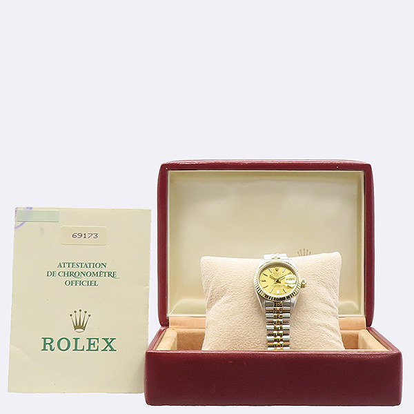 Rolex(�η���) 69173 DATEJUST ����Ʈ����Ʈ 26MM �����̾� �� �ε��� 18K �޺� ��ƿ ����� �극�̽��� ������ �ð� [�б�����] �̹���5 - ���̺��� �߰���ǰ