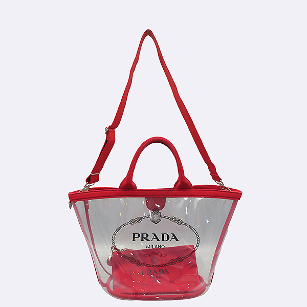 Prada(�����) 1BG166 PVC �÷��� �۶� ī���� �ΰ� ����Ʈ ��Ʈ�� + �����Ʈ�� 2WAY [�б�����] �̹���4 - ���̺��� �߰���ǰ