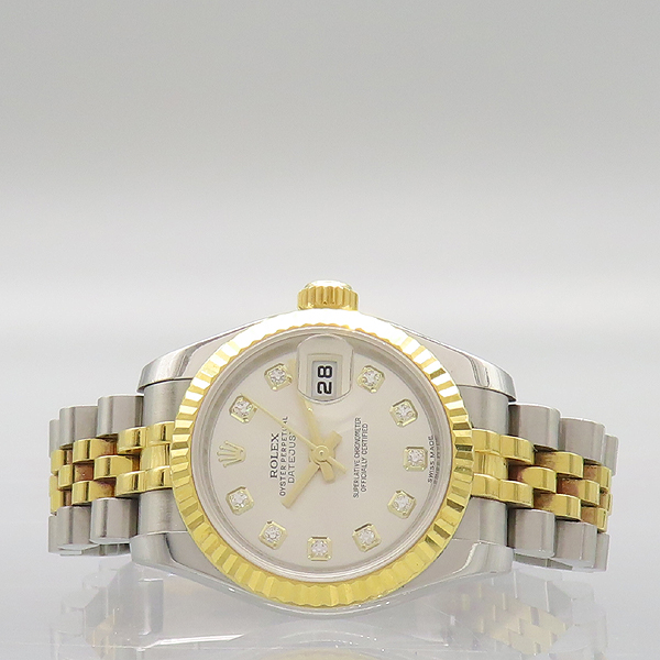 Rolex(�η���) 179173 DATEJUST ��������Ʈ 18K ���ο� ��� �޺� 10P ���̾� �ǹ� ���̾� ����� �극�̽��� �����ƽ 26MM ������ �ð� [���̷Ե���] �̹���2 - ���̺��� �߰���ǰ