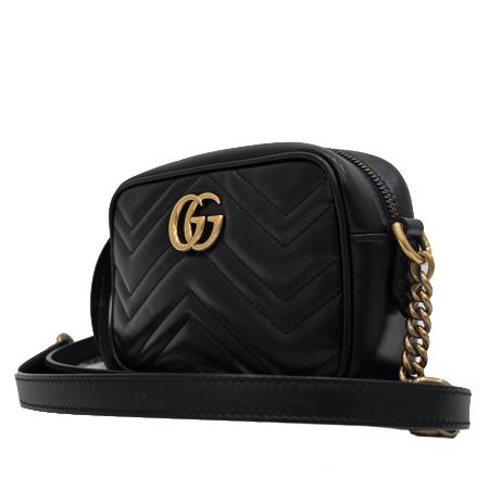Gucci(구찌) 448065 블랙 레더 금장 GG 마몬트 마틀라세 미니 크로스백 (광주롯데점) Gucci(구찌) 448065 블랙 레더 금장 GG 마몬트 마틀라세 미니 크로스백 (광주롯데점)