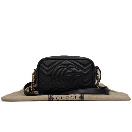 Gucci(구찌) 448065 블랙 레더 금장 GG 마몬트 마틀라세 미니 크로스백 (광주롯데점) Gucci(구찌) 448065 블랙 레더 금장 GG 마몬트 마틀라세 미니 크로스백 (광주롯데점)